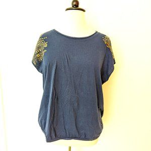 Summer! Embellished Sleeve Elevated T-Shirt
